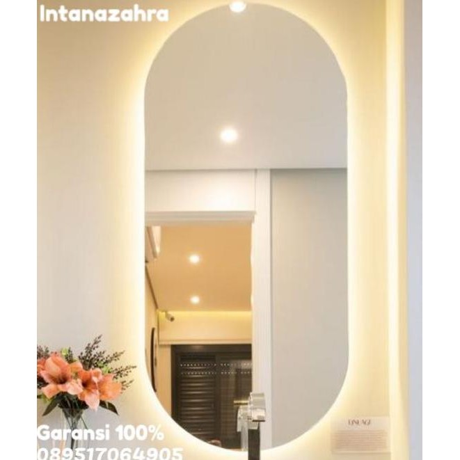 Cermin Dinding Oval Mirror Lamp Led Cermin Rias Oval