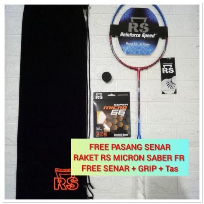 Raket Badminton Rs Micron Saber Fr +Tas+Grip Original Set