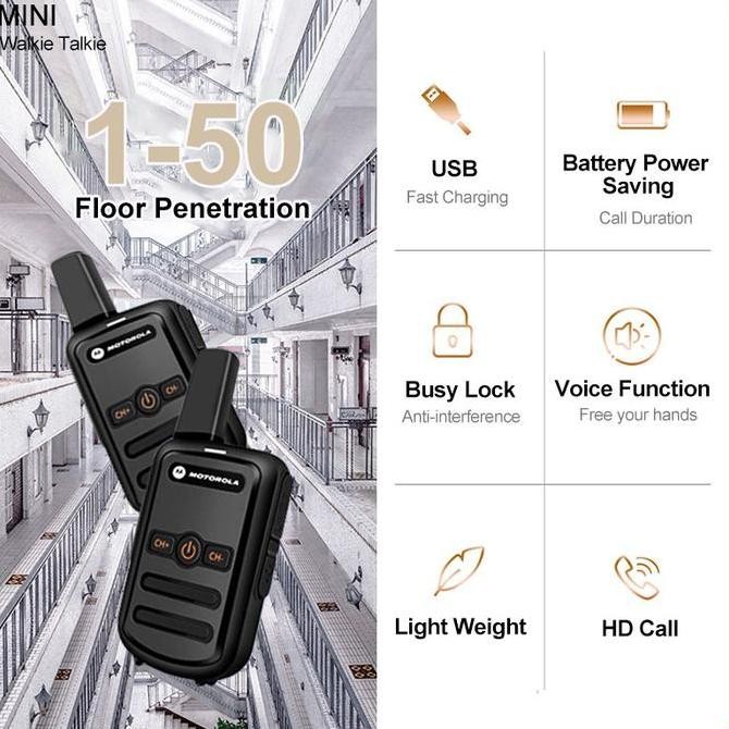 TERMURAH - mini HT Walkie-Talkie Baterai 9800mAh 120 hours standby radio 400-470MHZ Portable walkie-
