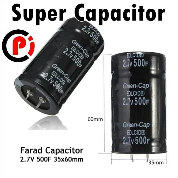 Super Kapasitor 500 F 2.7V Farad Capacitor Elko Elco 500F 2.7 Volt