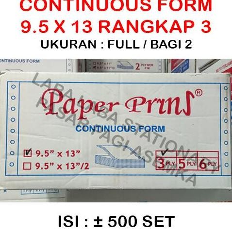 

TERLARIS - Continuous Form Paper Print 9.5 x 13 // 9.5 x 13/2 Rangkap 3