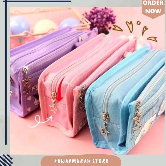 

Tempat Pensil Multifungsi Motif Sanrio Kuromi Melody / Tas Alat Tulis Kanvas Sekolah Pena Stationery kotak pensil CS