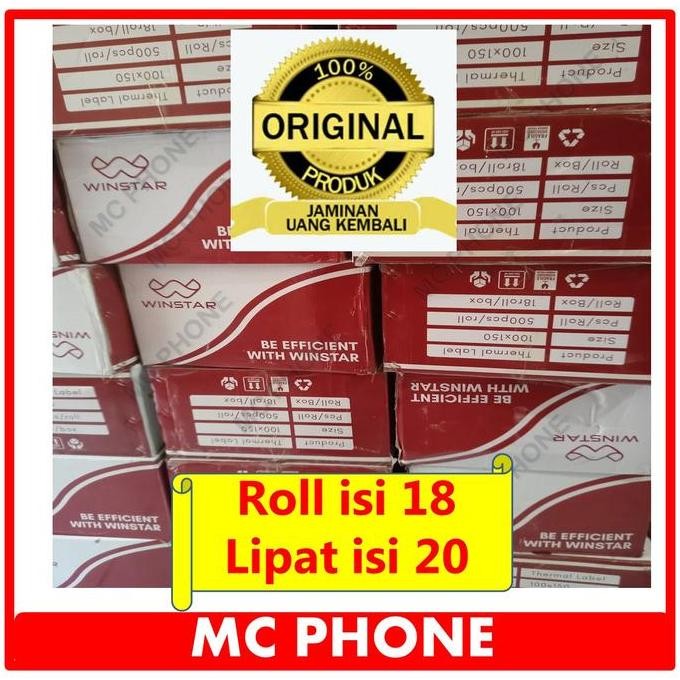 

1 Dus Kertas Label Sticker Resi Thermal 100x150 Isi 500 Roll Lipat Winstar Original