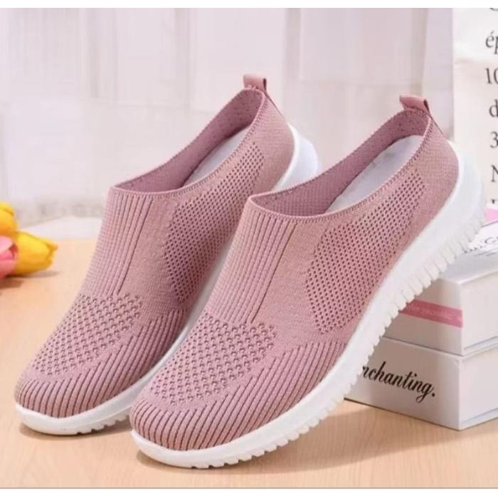 BEST SELLER sandal sepatu wanita sepatu selop wanita rajut fly knit sole karet anti licin 07 Shoes