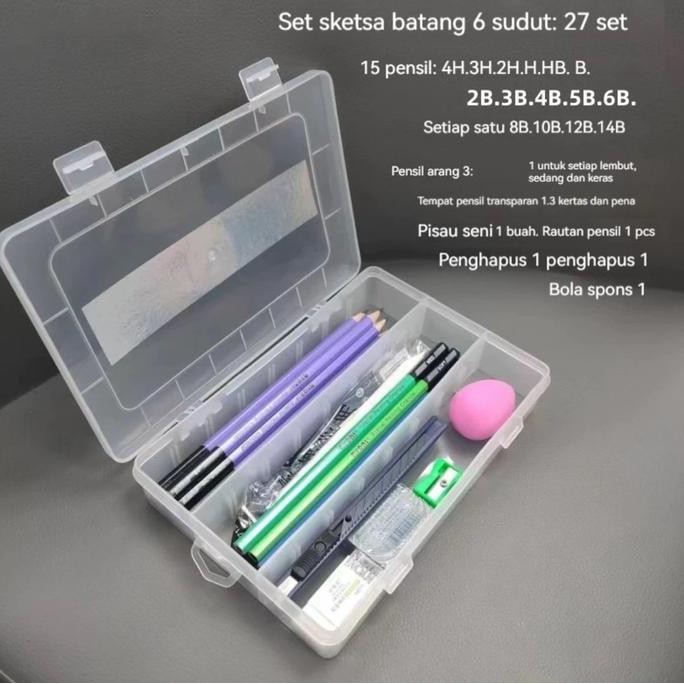 

ALLIANCE Set Pensil Gambar Sketch Pensil Grafit Charcoal Arang 29 pcs dengan Kotak Tin Pencil drawing CS