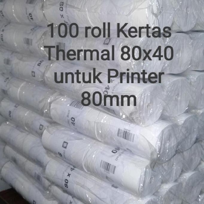 

Kertas thermal 100 roll 80x40 struk kasir coreless printer 80mm