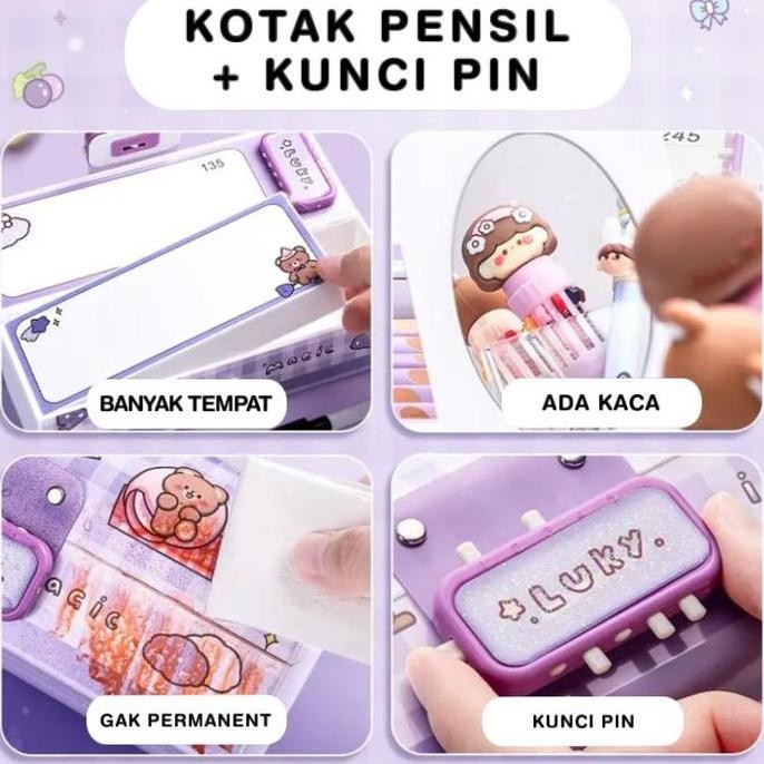 

Bos Kotak Pensil Plastik Kode Whiteboard + Kunci Pin/Kotak Pensil Kode/Pencil Case Stationery