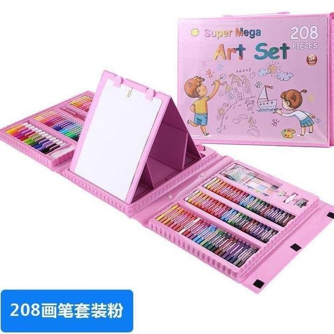 

Art set 208 Pcs crayon alat melukis gambar Set Drawing Koper/ Set Alat Gambar Anak Crayon Gambar Pensil Warna 208