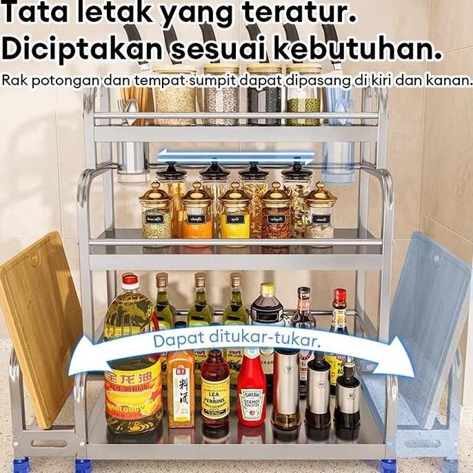 Rak dapur stainless Rak Bumbu Dapur Rak Bumbu Stainless Steel rak bumbu dapur estetik Tempat bumbu d