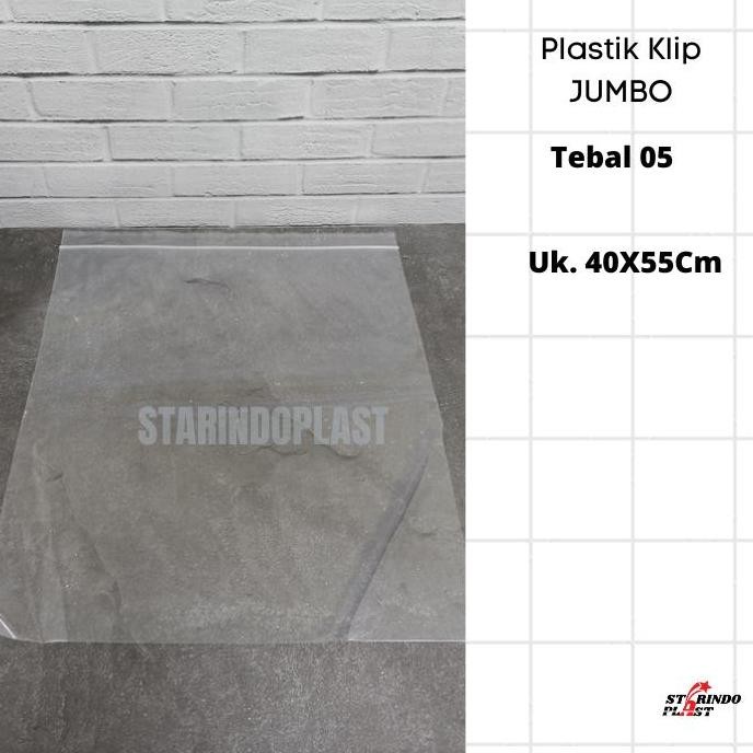Plastik Klip Jumbo uk 40x55 cm Ziplock Bening Besar Tebal 0.5