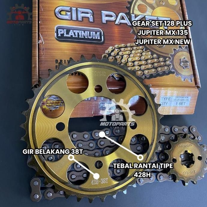 Gear Gir Set Gir Paket Jupiter Mx 135 New 14 38T 428H Gold Motorcycle