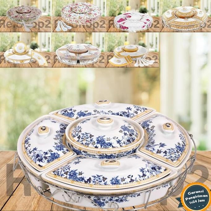 Prasmanan Keramik Wadah Saji Tempat Makan Bermotif