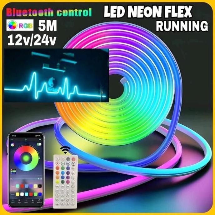 Komplit lampu Led Neonflex neon flex Running RGB USB 5M