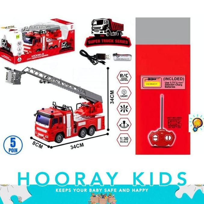 Mainan Mobil Remote Control Rc Fire Truck Truk Pemadam Kebakaran Besar