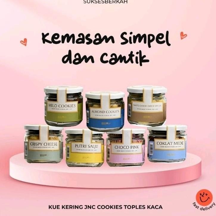 

JNC COOKIES KEMASAN KACA HARGA PER 1 TOPLES Nugi