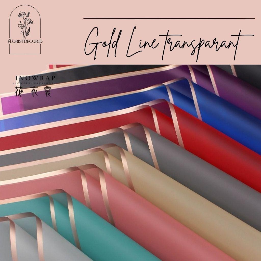 

Kkim Ecer Termurah Gold Line Flower Wrapping Color Transparent Cellophane Kertas Bunga Hand Bouquet