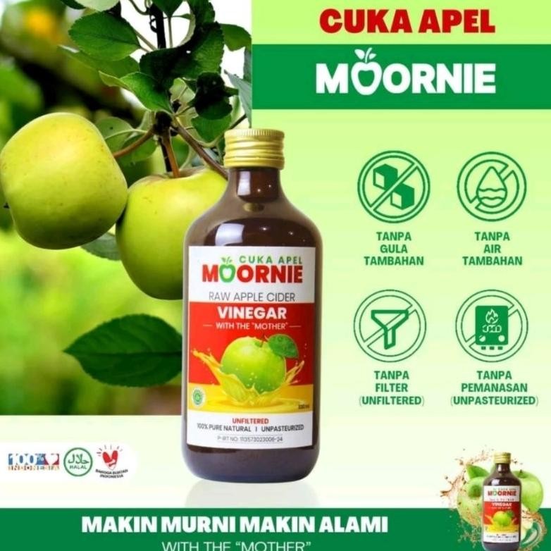 

Cuka Apel Original MOORNIE | Organic Apple Cider Vinegar With Mother Untuk Diet & Kesehatan Nugi