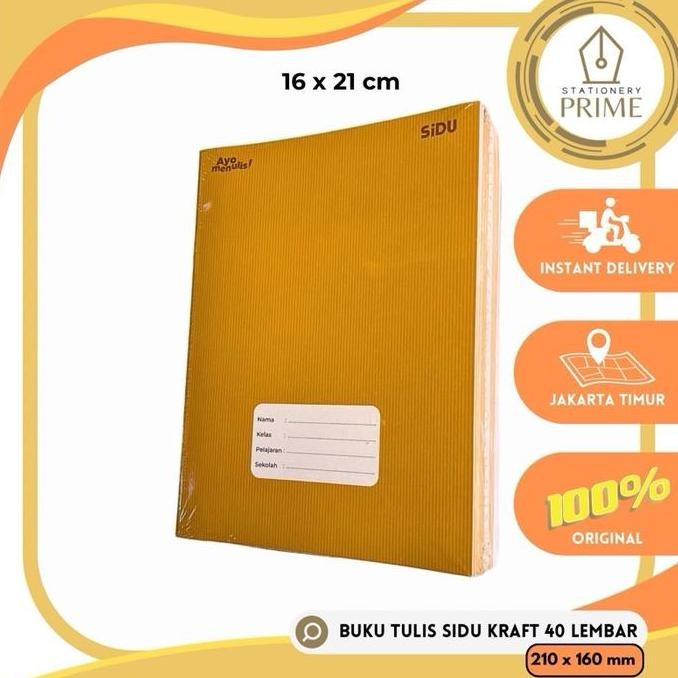 

Buku Tulis Sidu Sampul Coklat 40 Lembar / Sidu Kraft Craft 40 Lembar ( 1 Pack Isi 10 Buku ) Stationery Paper Kertas
