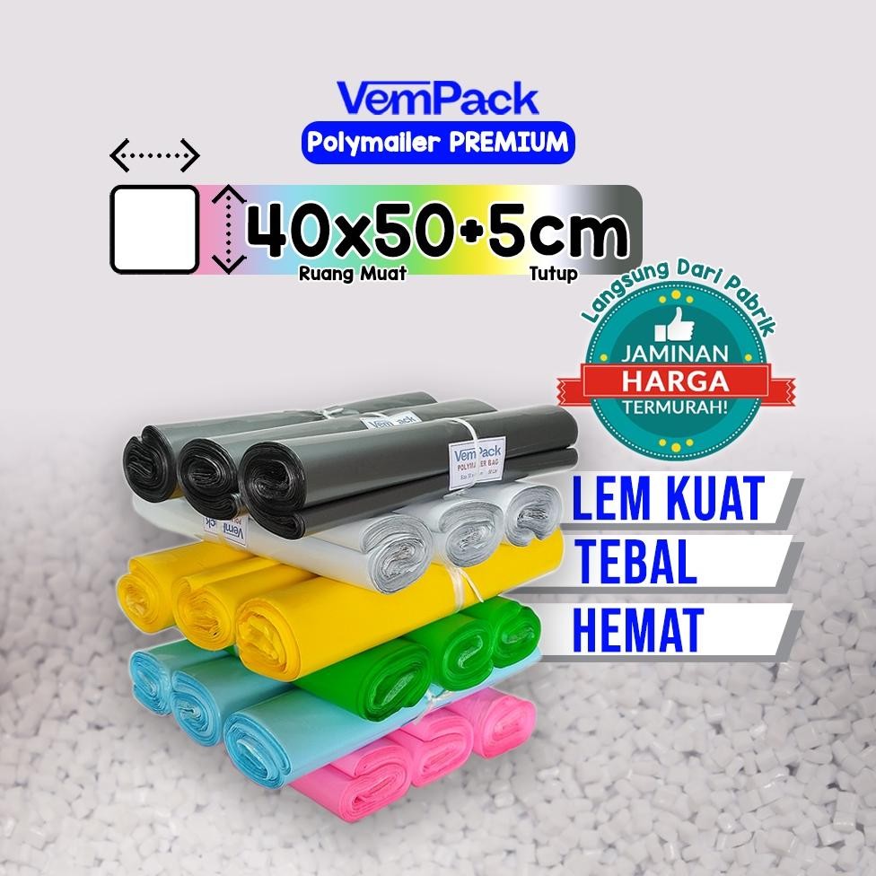 

Polymailer PREMIUM 40x50 CM 60 Micron PE Glossy Plastik Packing Online Shop Tebal Anti Sobek Murah Nugi