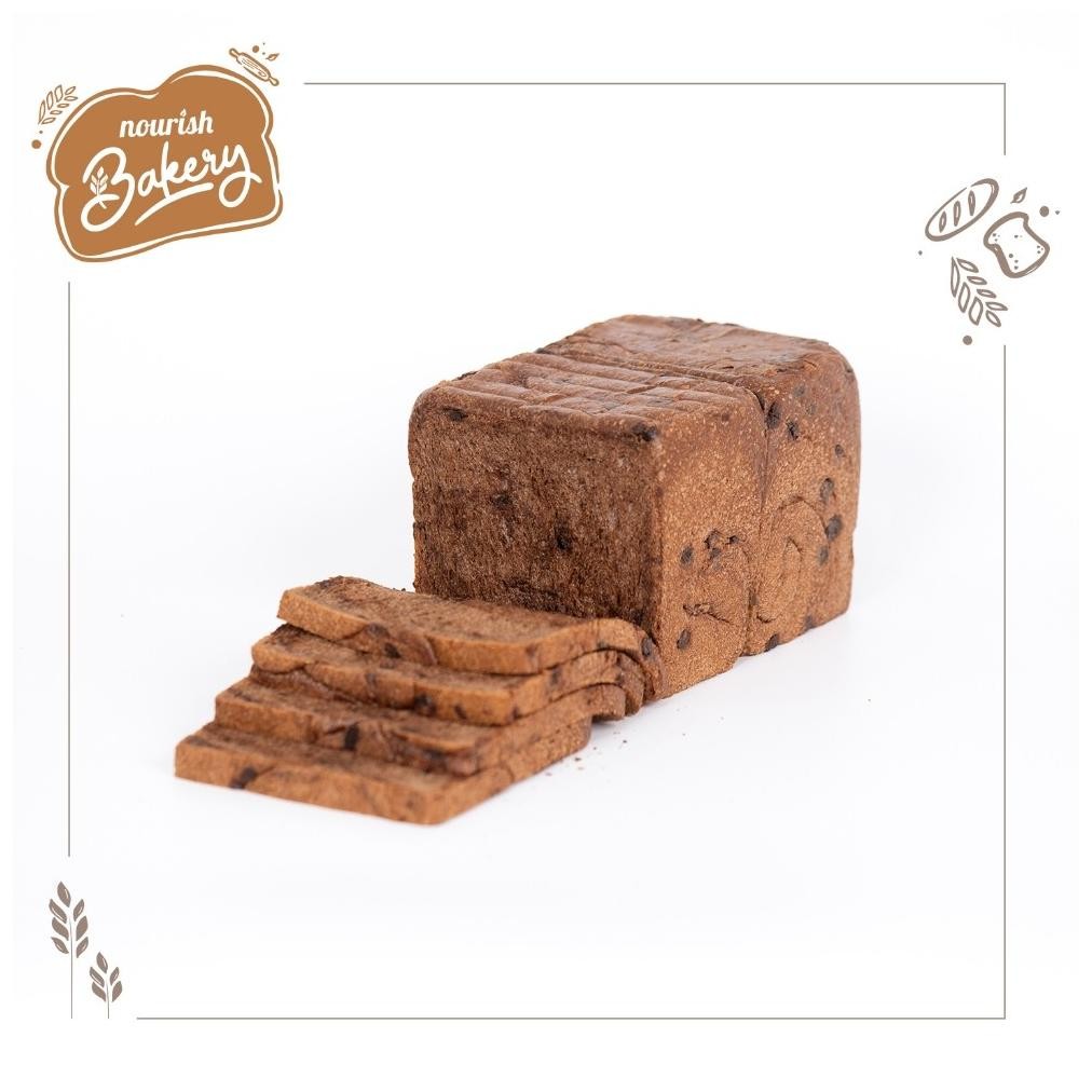 

Chocolate Loaf - 100% Sourdough Loaf Long Fermentation, Roti Tawar Coklat Sourdough (Slices) 500gr Nugi