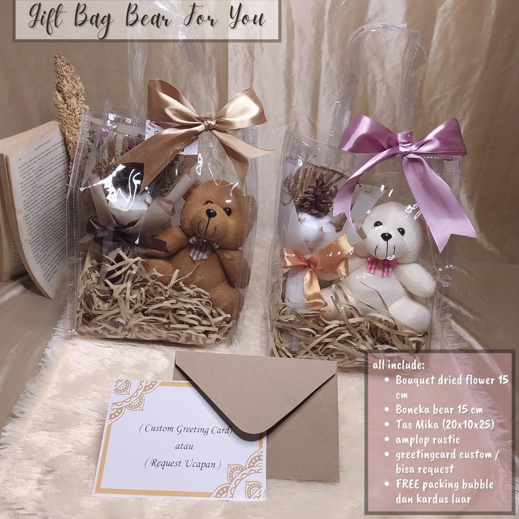 

[ GIFT BAG BEAR FOR YOU ] HADIAH WISUDA WEDDING BIRTHDAY ULANG TAHUN ANNIVERSARY BOUQUET DRIED FLOWER HAMPERS MIKA TRANSPARANT BONEKA BERUANG ANANDARU GIFT Nugi