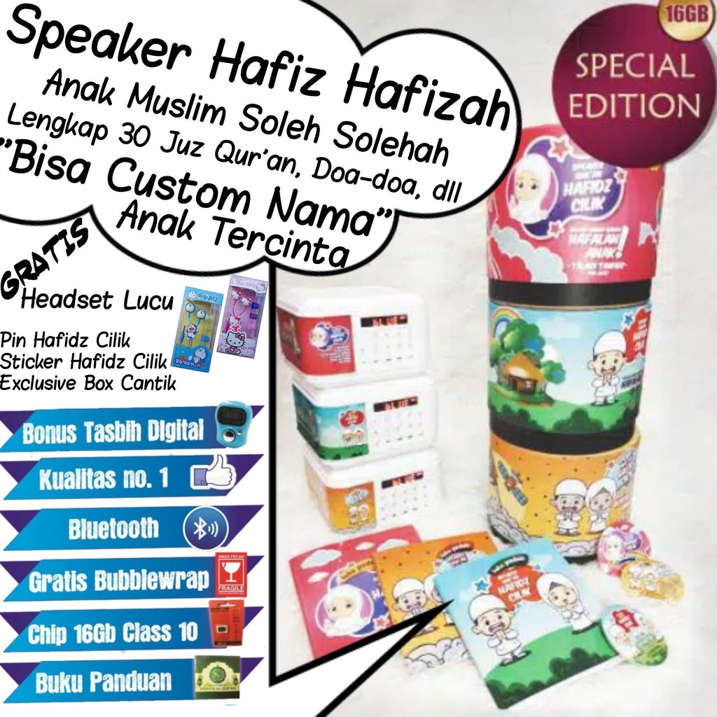 Smart Hafiz Quran Speaker Bluetooth Hafidz Cilik Anak Muslim Soleh Solehah Hafizah Tulis Nama Custom