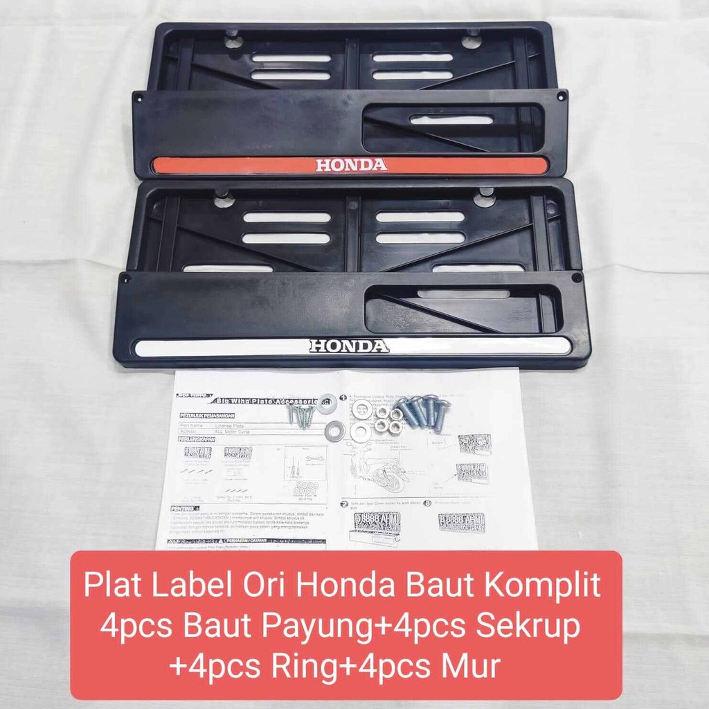 Dudukan Tatakan Rumah Cover Plat Nomor Motor List Label Ori Honda Universal beat vario mio jupiter n