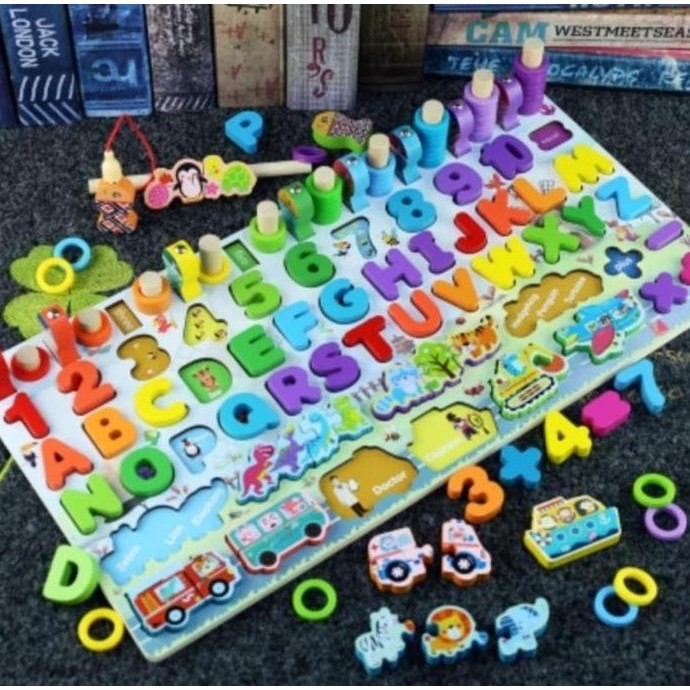 MAINAN EDUKASI PUZZLE 7 IN 1 / WOODEN MONTESSORI PUZZLE