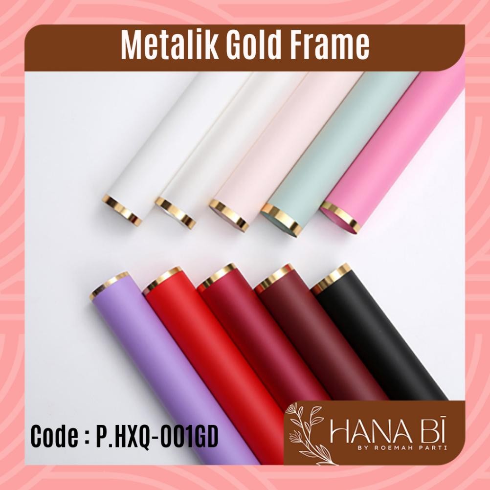 

20 Lembar Cellophane Metalik Gold Frame List Kertas Jelly Ori Sinowrap Buket Bunga Korean Kertas Waterproof Flower Wrapping Paper P.HXQ-001GD Nugi