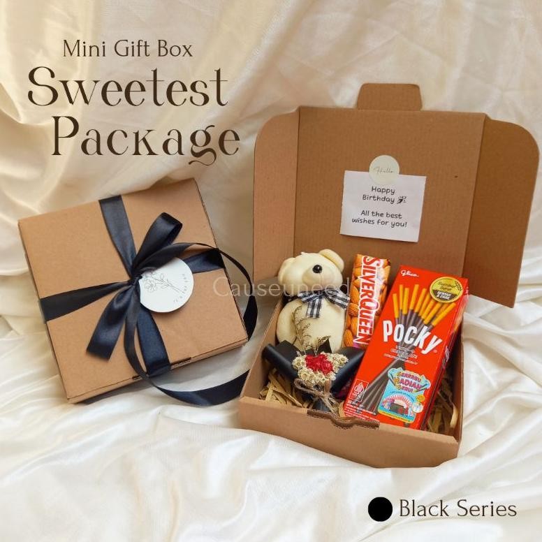 

READY | mini gift box | sweetest package black series | gift box hadiah kado ulang tahun wisuda anniversary hampers gift set hadiah natal Nugi