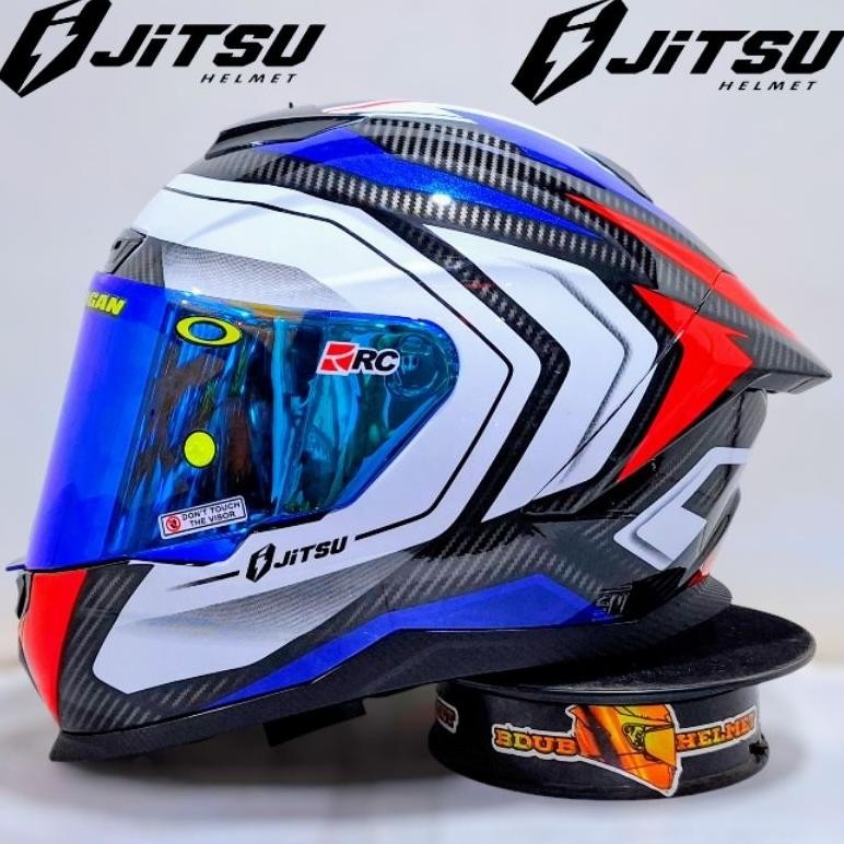 Terlaris Helm Full Face Jitsu Air 1 Motif Carbon Teck Paket Ganteng Visor Iridium