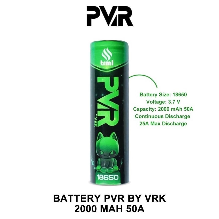 Terbaik Authentic Battery VRK PVR Baterai 2000 MAh 25A 18650 PVR 2000 ..
