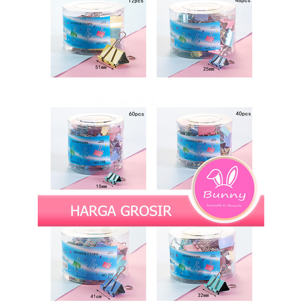 

Binder Klip Warna-Warni Ukuran 15mm–51mm – Klip Kertas Logam Warna Cantik untuk Kantor & Sekolah | Harga Grosir Bisa COD