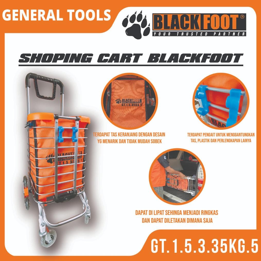 Terlaris Alat Angkut Barang Keranjang Belanja Multi Fungsi Blackfoot Aluminium Trolley/Troly/Troli  