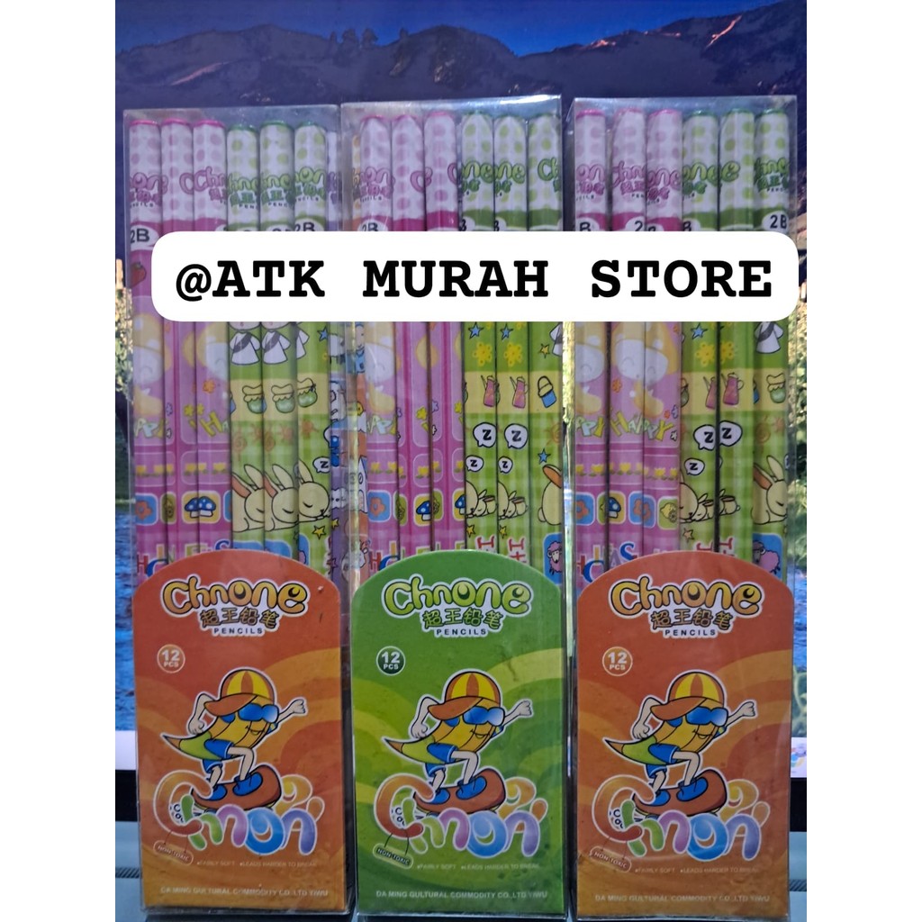 

[ATMS] JUAL 12 PCS PENCIL 2B (1 KOTAK). Pensil Kayu CHNONE 2B. Murah & Kualitas Bagus.