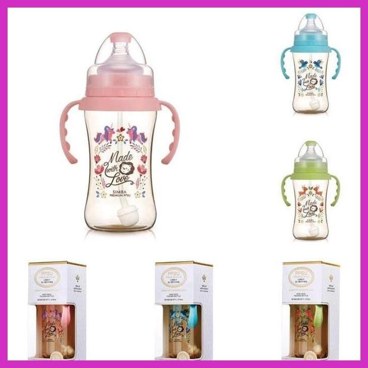 SALE SIMBA DOROTHY PREMIUM PPSU WIDE NECK FEEDING BOTTLE WITH HANDLE 270 ML PREMIUM  QUALITY FASHION