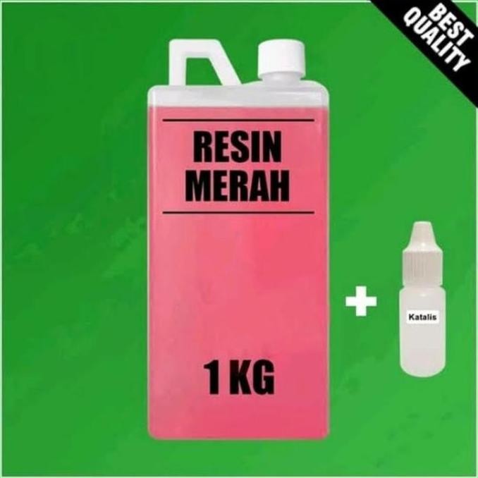 Resin merah 1 Kg + Katalis // Bahan Fiber // Resin Free Katalis