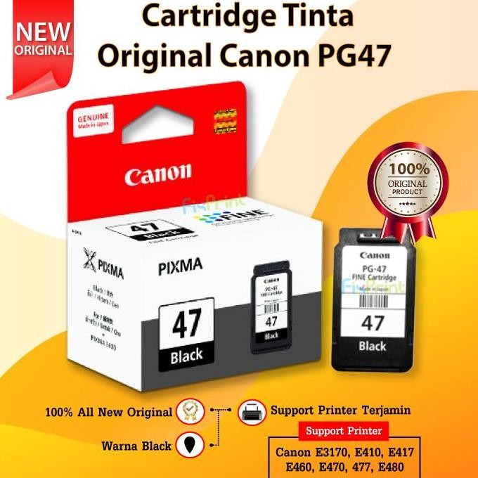 Tinta Canon PG47 Black ORIGINAL Catridge PG-47 PG 47 PIXMA E4570