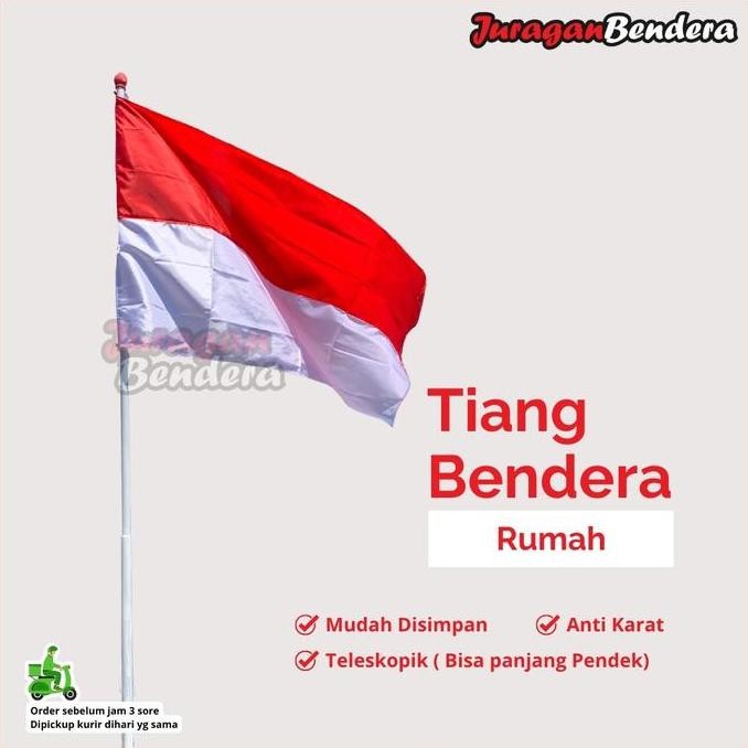 Tiang Bendera Rumah 3M + Bendera Merah Putih Rumah