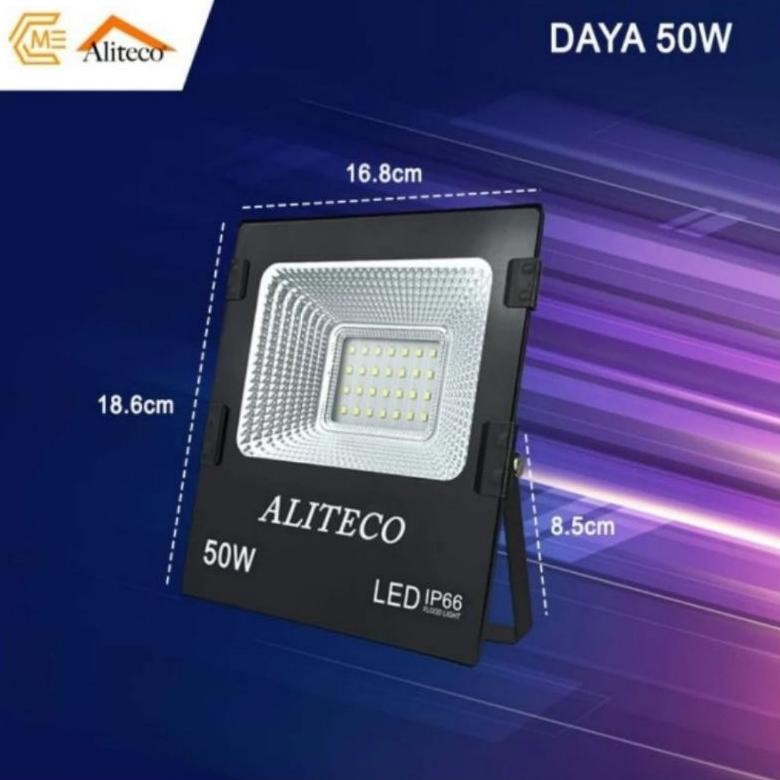 Kap Lampu sorot / Lampu Tembak  Aliteco 50watt Cahaya Putih dan Cahaya Kuning