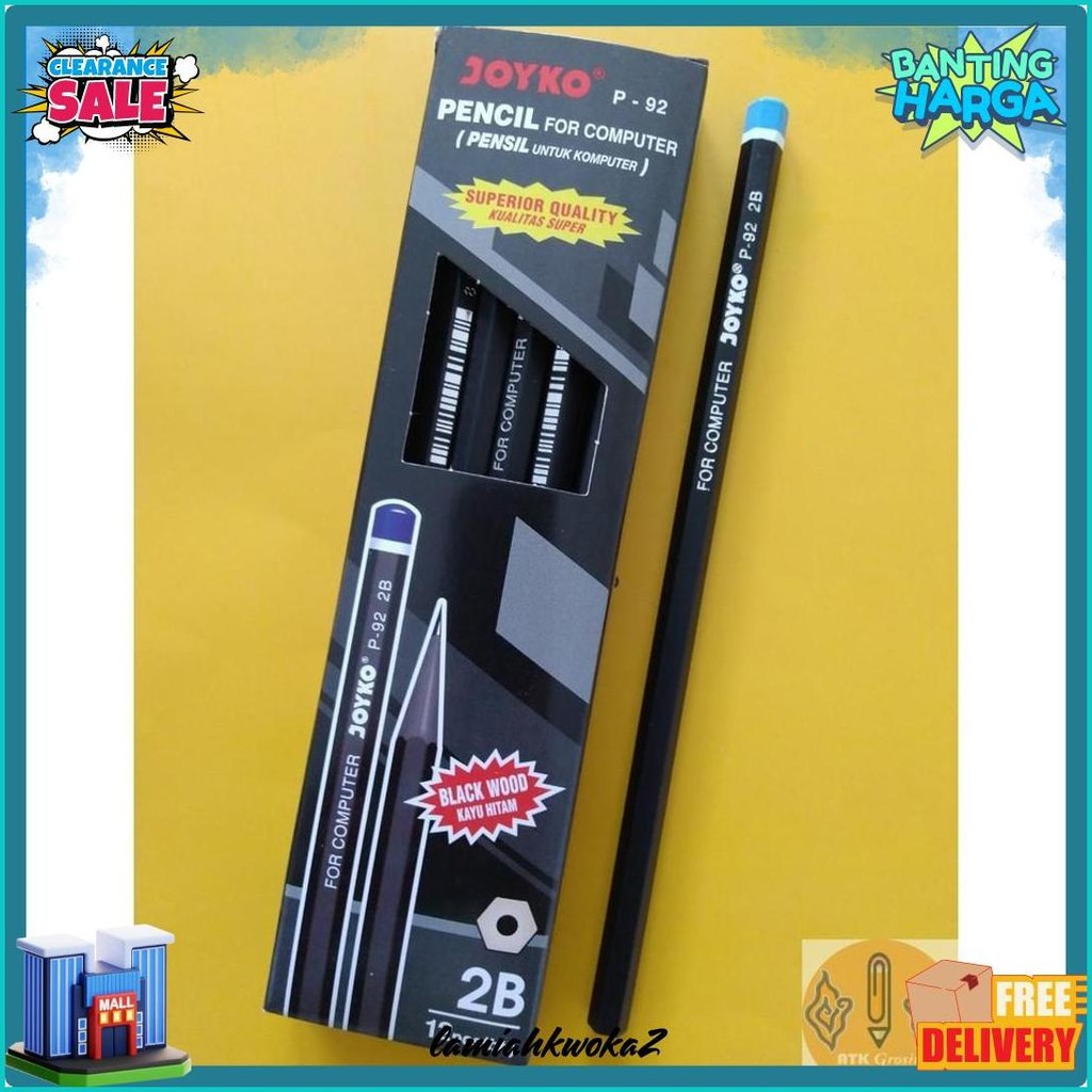 

Pensil Joyko P-92 Pencil 2B Computer 1 Pack Isi 12 Pcs Kualitas Super Diskon