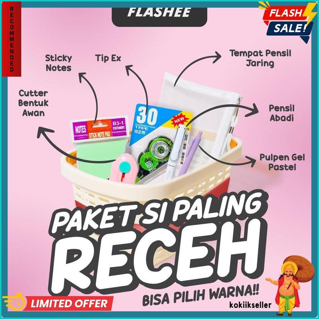 

Flashee Paket Alat Tulis Sekolah 6In1 Back To School Tempat Pensil Set Diskon Setengah Harga