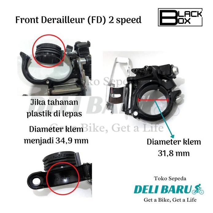 ready Blackbox Front Derailleur 2 speed FD dual pull sepeda MTB, lipat