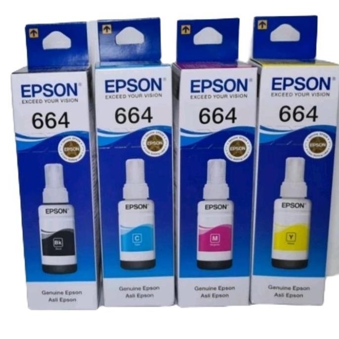 Epson Tinta Epson 664 Original Hitam, Cyan, Magenta, Kuning 70ml untuk Printer Epson Seri L L110 L12