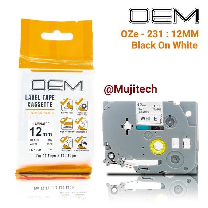 

OEM LABEL TAPE OZE 12MM untuk BROTHER PRINTER LABELWORKS 12 MM murah