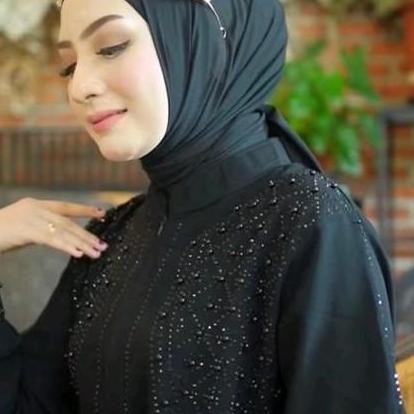 [Beli Lokal ] Abaya SAFANA Mewah Jetblack Mix Payet Handmade Ori, Bordir Elagan Seruty Jersey Hitam 