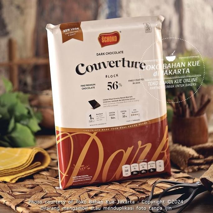 

Schoko Dark Chocolate Couverture 56% 250gr Repack - Coklat Baking Premium Termurah