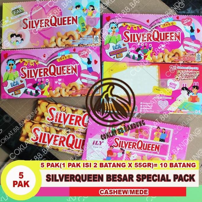 

SilverQueen 55gr Mede 1 Box Isi 10pcs - Cokelat Mete Batangan Snack Manis Termurah