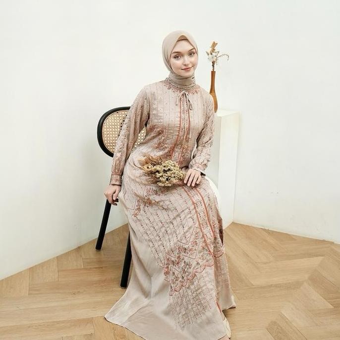 Rita WD 276 / gamis simple bahan alnam silk /gamis bordir cantik mewah elegant 2025