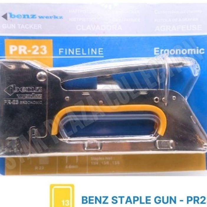 

Benz Werkz Staple Stapler Gun Taer Pr23 R23 Alat Staples Hekter Gun Manual Untuk Pengerjaan Sofa Jok Motor Kursi Laminating Dekorasi